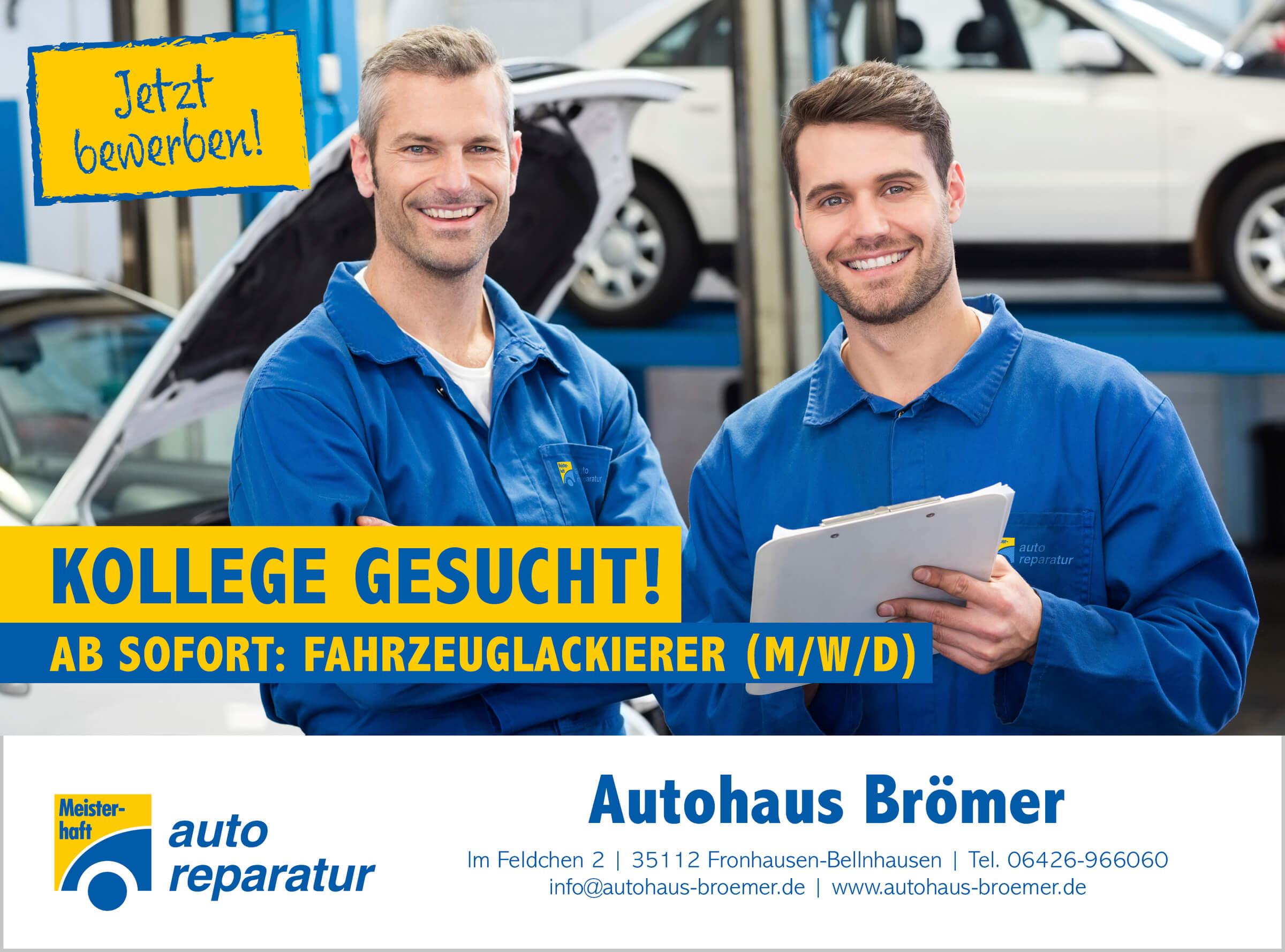 Autohaus Brömer sucht Kollege - Fahrzeuglackierer